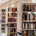 library shelves full of books