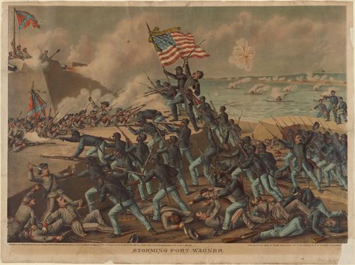 Storming Fort Wagner. Color lithograph, July 5, 1890. Published by Kurz & Allison, Chicago.