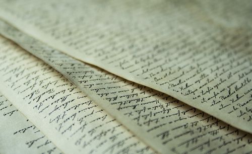 close-up of handwritten pages of paper
