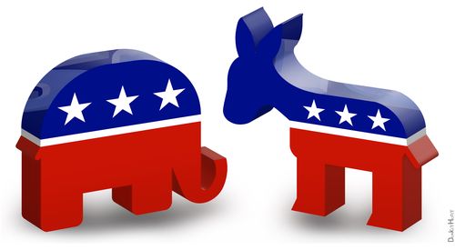 Democratic Donkey and Republican Elephant