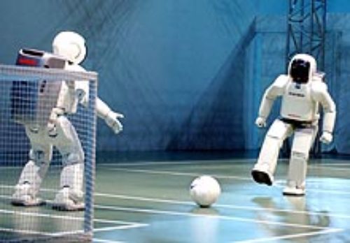 robots playing soccer