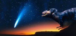 Cretaceous period dinosaur depiction comet sky
